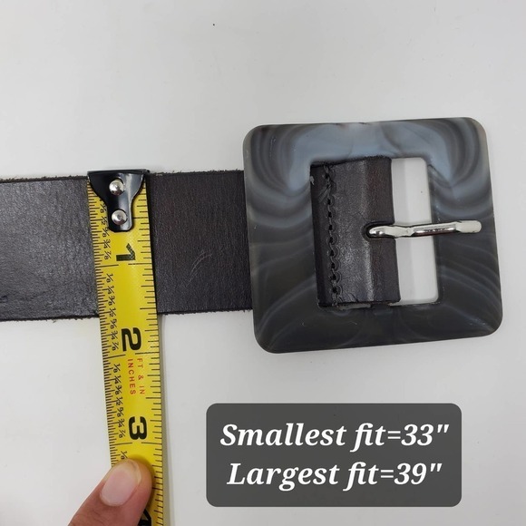 Halogen Genuine Leather Staple Size Medium Wide Acrylic Retro Belt main image 4